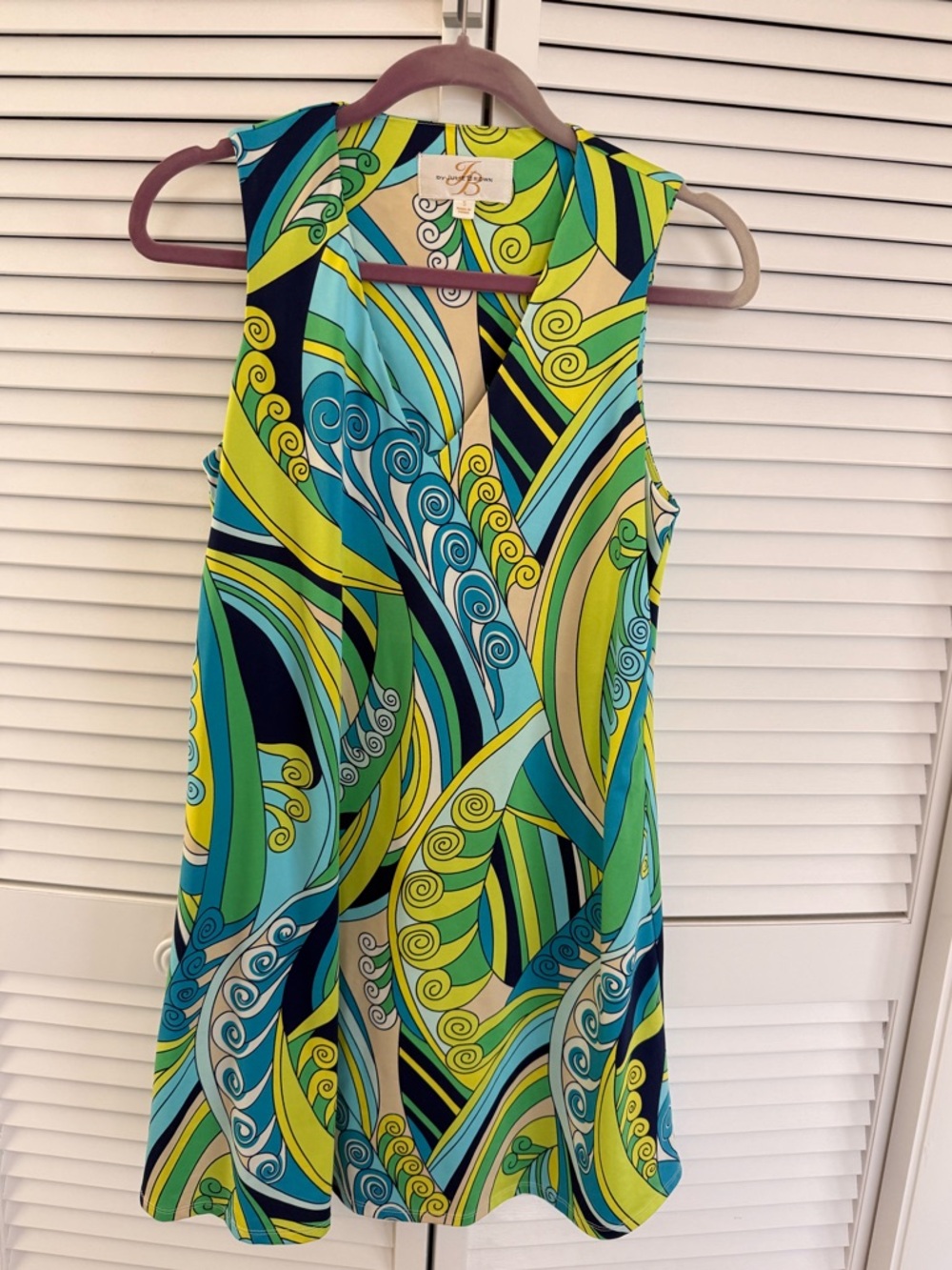 Julie Brown Colorful Swirl Print Sleeveless Dress - Blue/Green